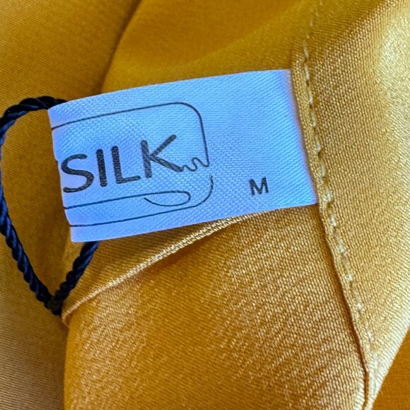 LILYSILK Silk Wrap Dress Sun Yellow Side Pockets Cap Sleeve Size M - Picture 11 of 15